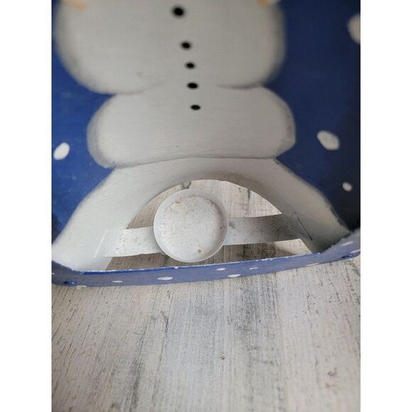 Unique metal tea light Let It Snow snowman candle holder Xmas decor - Picture 8 of 9
